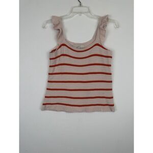 LOFT Pink and Orange Striped Knit Sleeveless top, size Small Woman's